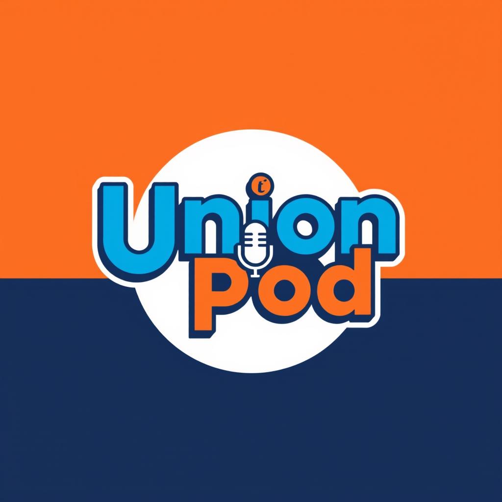 A modern and sleek logo design for a podcast titled 'Union Pod'