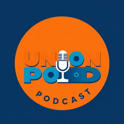 A modern and sleek logo design for a podcast titled 'Union Pod'