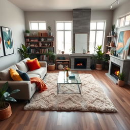 A cozy and inviting living room scene showcasing modern and stylish decor