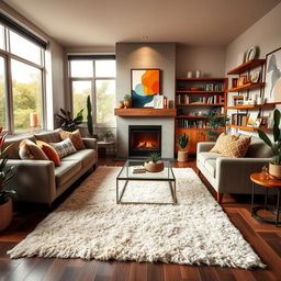 A cozy and inviting living room scene showcasing modern and stylish decor