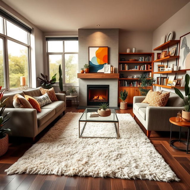 A cozy and inviting living room scene showcasing modern and stylish decor