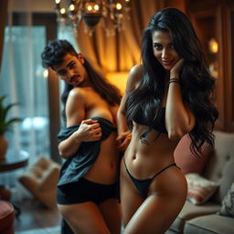 A captivating scene featuring an attractive Indian milf in a sensual setting
