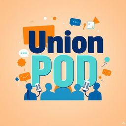 A dynamic and engaging design for a podcast cover featuring the title 'Union POD' prominently displayed in bold, modern typography