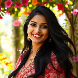 A captivating portrait of a woman named Priyanka Mohan, showcasing her radiant smile and warm personality