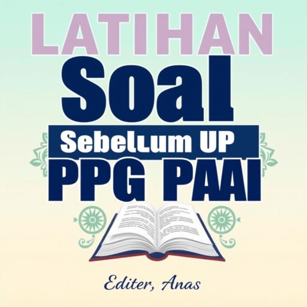 An attractive eBook cover design for 'Latihan Soal Sebelum UP PPG PAI' edited by Anas