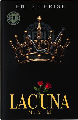 A dark and suspenseful book cover design featuring a prominently displayed damaged crown symbolizing royalty, evoking a sense of decay and loss of power