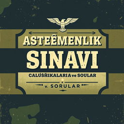 A retro-styled ebook cover design for 'Asteğmenlik Sınavı Çalışma Kaynakları ve Sorular'