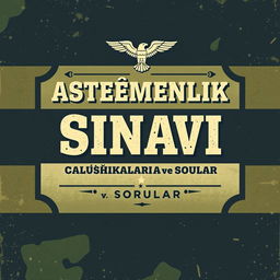 A retro-styled ebook cover design for 'Asteğmenlik Sınavı Çalışma Kaynakları ve Sorular'