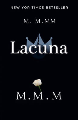 A minimalist book cover design for 'Lacuna' by M