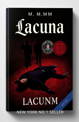 A captivating book cover design for a murder mystery titled 'Lacuna' by author M