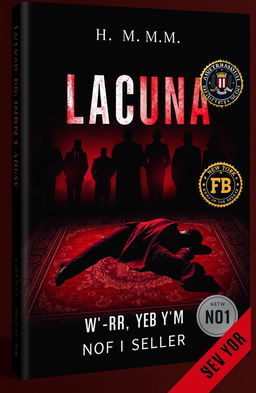A captivating book cover design for a murder mystery titled 'Lacuna' by author M