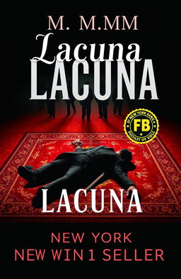 A captivating book cover design for a murder mystery titled 'Lacuna' by author M