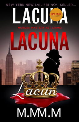 A sophisticated and elegant book cover for a murder mystery novel titled 'Lacuna', authored by M