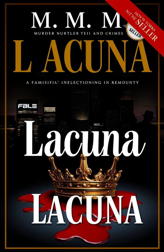 A sophisticated and elegant book cover for a murder mystery novel titled 'Lacuna', authored by M