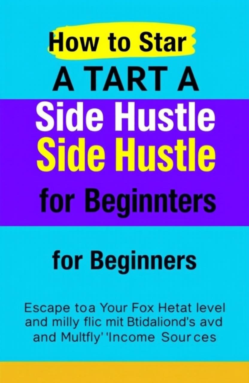 A book cover design featuring the title "How to Start a Side Hustle for Beginners" prominently displayed in bold, eye-catching font at the center of the page