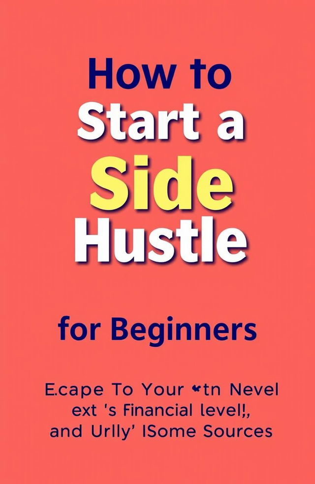 A book cover design featuring the title "How to Start a Side Hustle for Beginners" prominently displayed in bold, eye-catching font at the center of the page