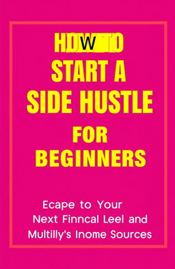A book cover design featuring the title "How to Start a Side Hustle for Beginners" prominently displayed in bold, eye-catching font at the center of the page