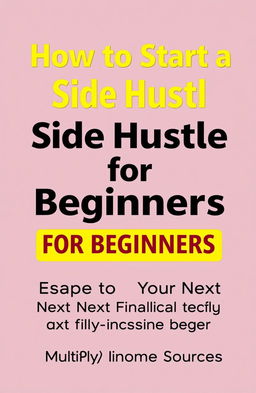 A book cover design featuring the title "How to Start a Side Hustle for Beginners" prominently displayed in bold, eye-catching font at the center of the page