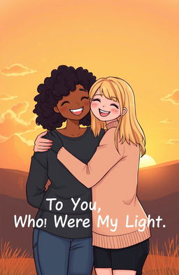 A heartwarming scene depicting two best friends standing together under a warm sunset, symbolizing their deep friendship