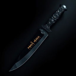 A knife forged from black obsidian, with a blade that reflects darkness yet reveals a hidden spark of pure gold deep within