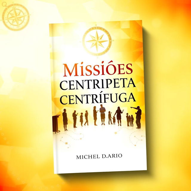 A vibrant e-book cover design focused on evangelization, featuring the title 'Missões Centripeta e Centrífuga' prominently displayed in bold, eye-catching typography