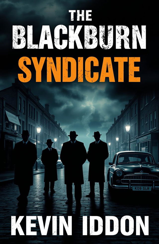 A gritty and atmospheric book cover for 'The Blackburn Syndicate' by Kevin Iddon