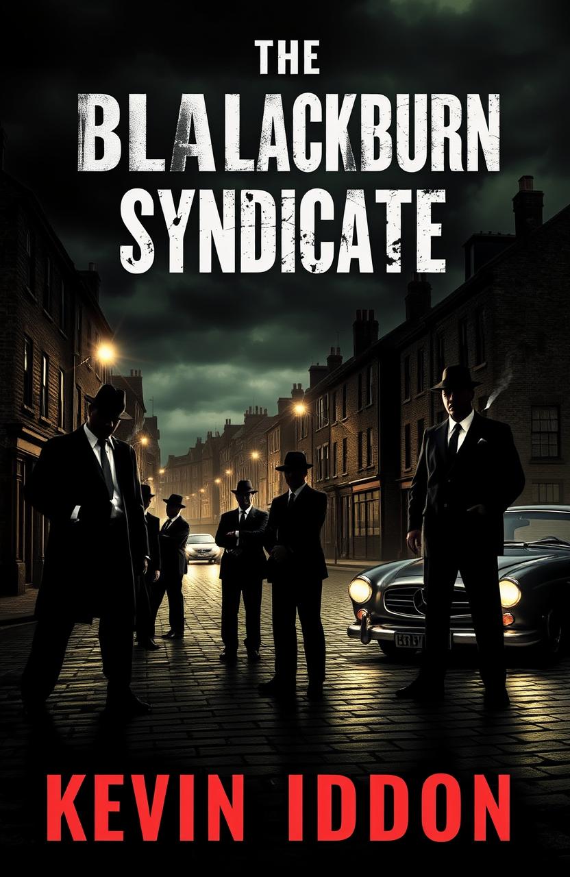 A gritty and atmospheric book cover for 'The Blackburn Syndicate' by Kevin Iddon