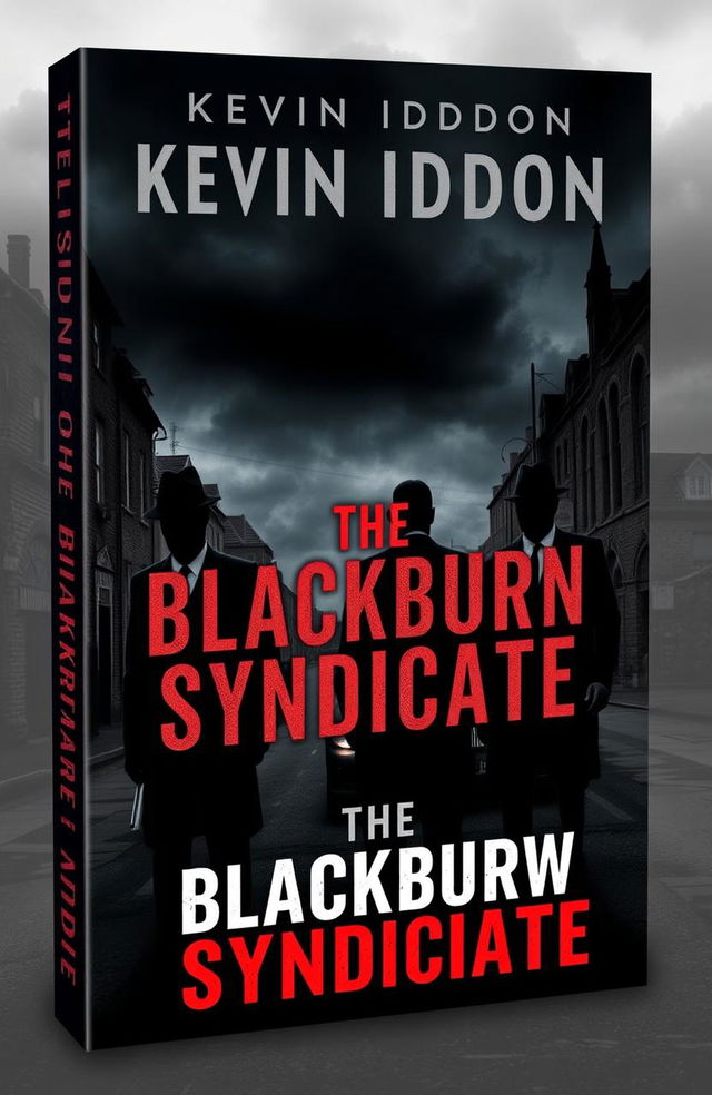 A gritty book cover for 'The Blackburn Syndicate' by Kevin Iddon, set in Northern England