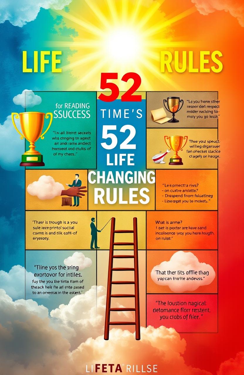 An artistic representation of the concept of 52 life-changing rules focused on respect, status, and success