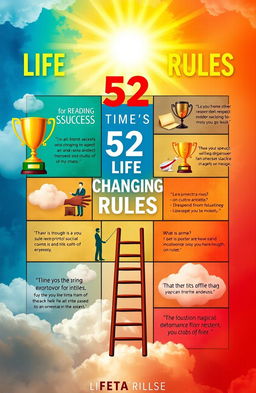 An artistic representation of the concept of 52 life-changing rules focused on respect, status, and success