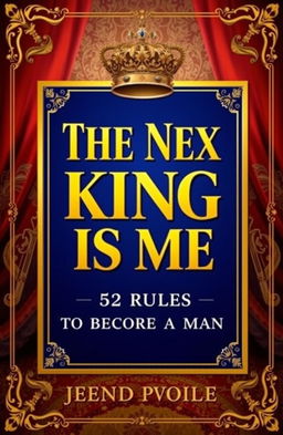 A majestic book cover featuring the title 'The Next King Is Me: 52 Rules to Become a Man' elegantly displayed on a royal-themed background