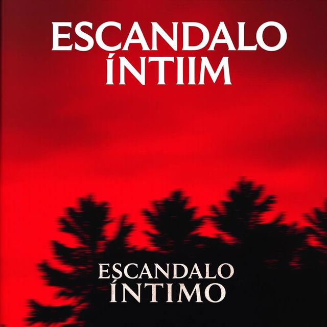 The cover of a movie titled 'Escândalo Íntimo', featuring a striking red sky in the background