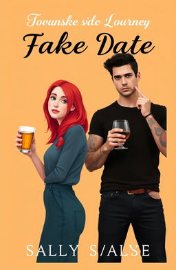 A romantic book cover design featuring a light orange background