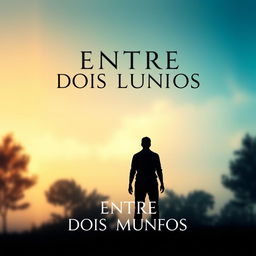 A movie cover for "Entre Dois Mundos" featuring a soft, light orange and blue sky in the background