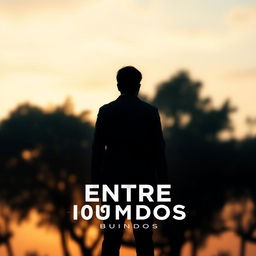 A movie cover for "Entre Dois Mundos" featuring a soft, light orange and blue sky in the background