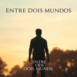 A movie cover for "Entre Dois Mundos" featuring a soft, light orange and blue sky in the background