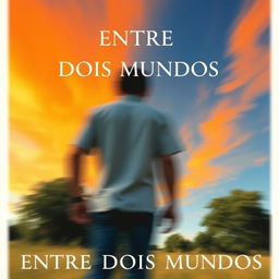 A movie poster for "Entre Dois Mundos", featuring a vibrant strong orange and blue sky as the background