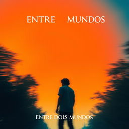 A movie poster for "Entre Dois Mundos", featuring a vibrant strong orange and blue sky as the background