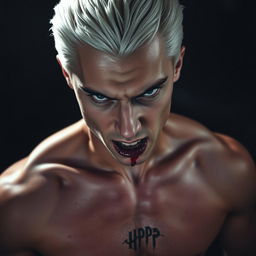A striking image of Draco Malfoy with bloodied lips, showcasing a raw and intense expression