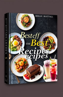 An elegant and modern recipe book cover design showcasing a variety of extraordinary dishes