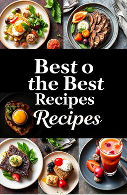 An elegant and modern recipe book cover design showcasing a variety of extraordinary dishes