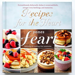 An inspiring and heartwarming recipe book cover that emphasizes extraordinary dishes designed to evoke emotions, feelings, and memories