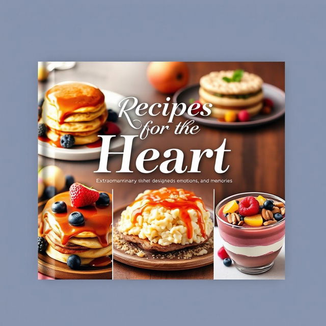 An inspiring and heartwarming recipe book cover that emphasizes extraordinary dishes designed to evoke emotions, feelings, and memories