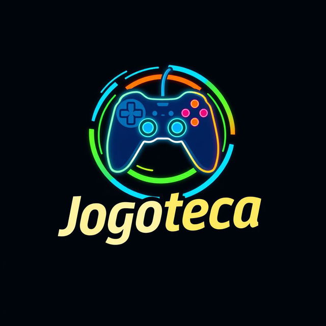 A captivating logo design for 'Jogoteca', emphasizing a modern and playful gaming theme