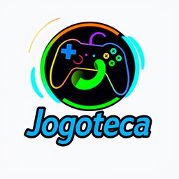 A captivating logo design for 'Jogoteca', emphasizing a modern and playful gaming theme