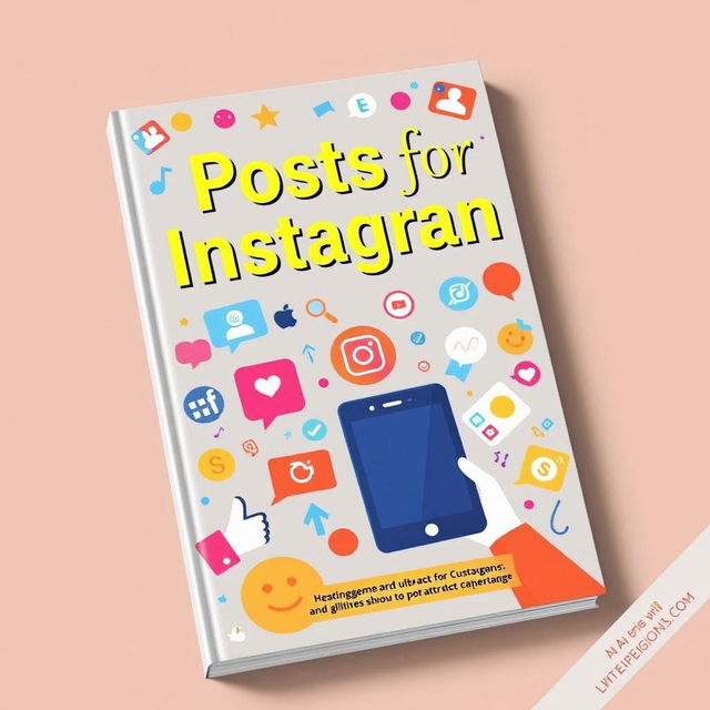 A vertical A4 cover for an ebook titled 'Posts for Instagram'