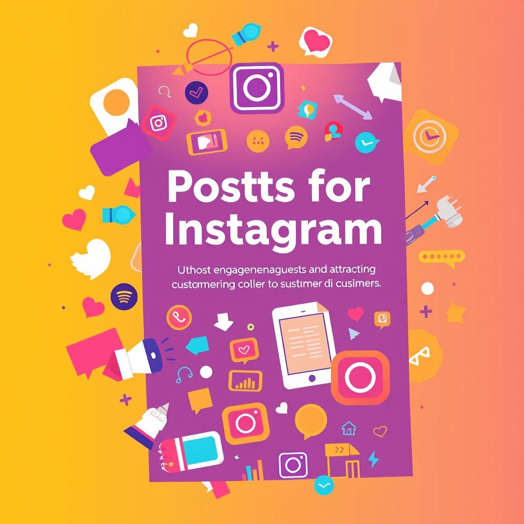 A vertical A4 cover for an ebook titled 'Posts for Instagram'