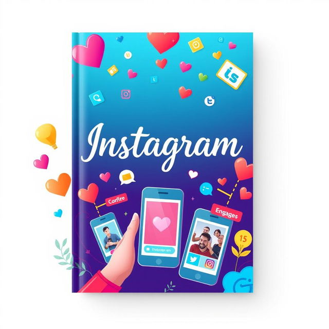 A vertical A4 cover for an ebook focused on Instagram posts, showcasing vibrant and engaging elements that represent the world of social networks