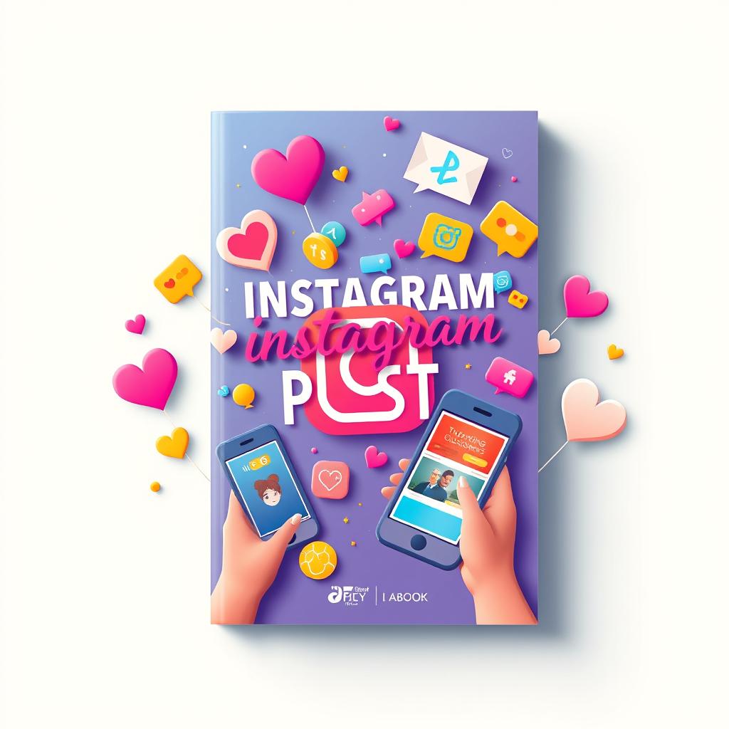 A vertical A4 cover for an ebook focused on Instagram posts, showcasing vibrant and engaging elements that represent the world of social networks