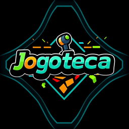 A striking and modern logo design for 'Jogoteca', reflecting a vibrant and fun gaming environment